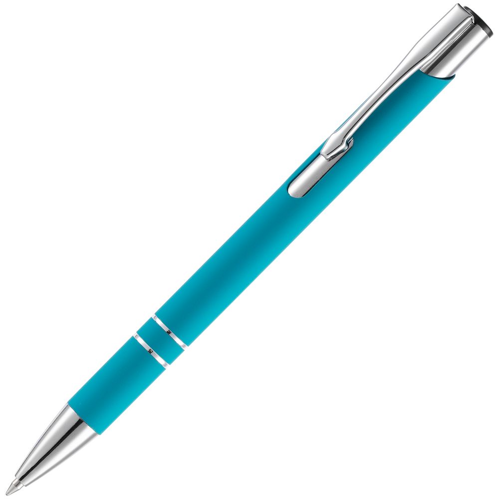 Ручка шариковая Keskus Soft Touch, бирюзовая-1