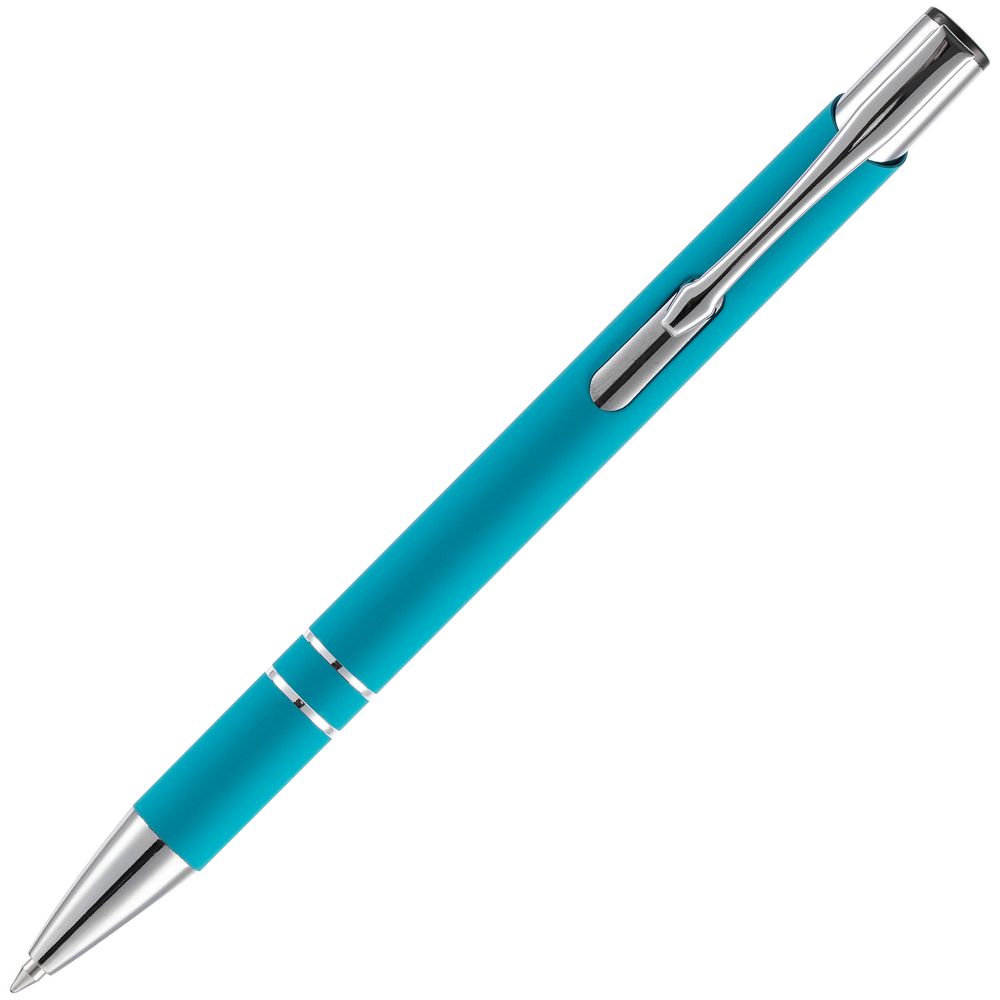Ручка шариковая Keskus Soft Touch, бирюзовая-3
