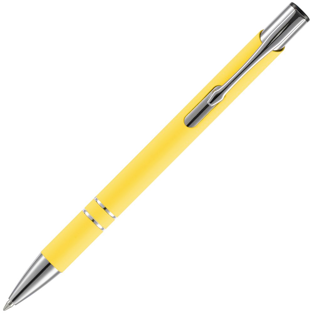 Ручка шариковая Keskus Soft Touch, желтая-3