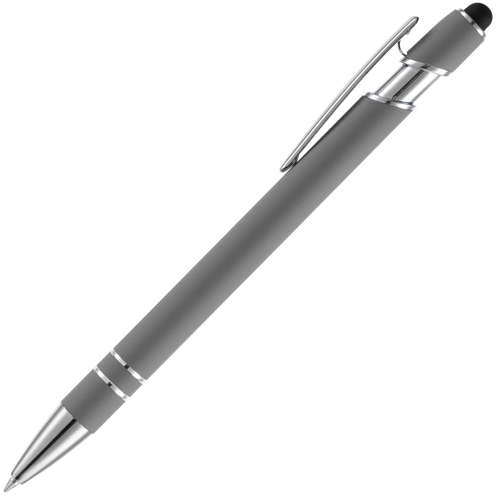 Ручка шариковая Pointer Soft Touch со стилусом, серая-2