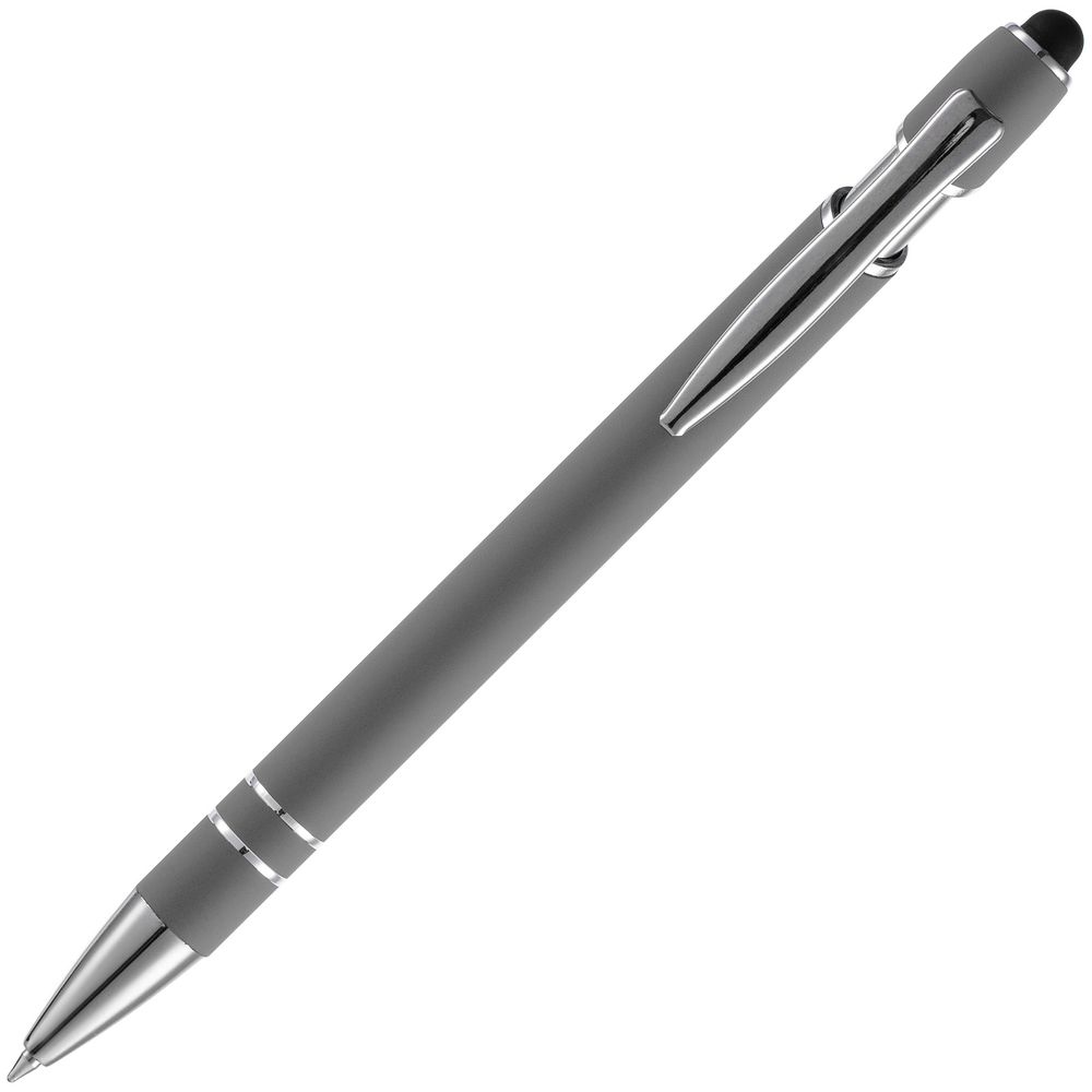 Ручка шариковая Pointer Soft Touch со стилусом, серая-3