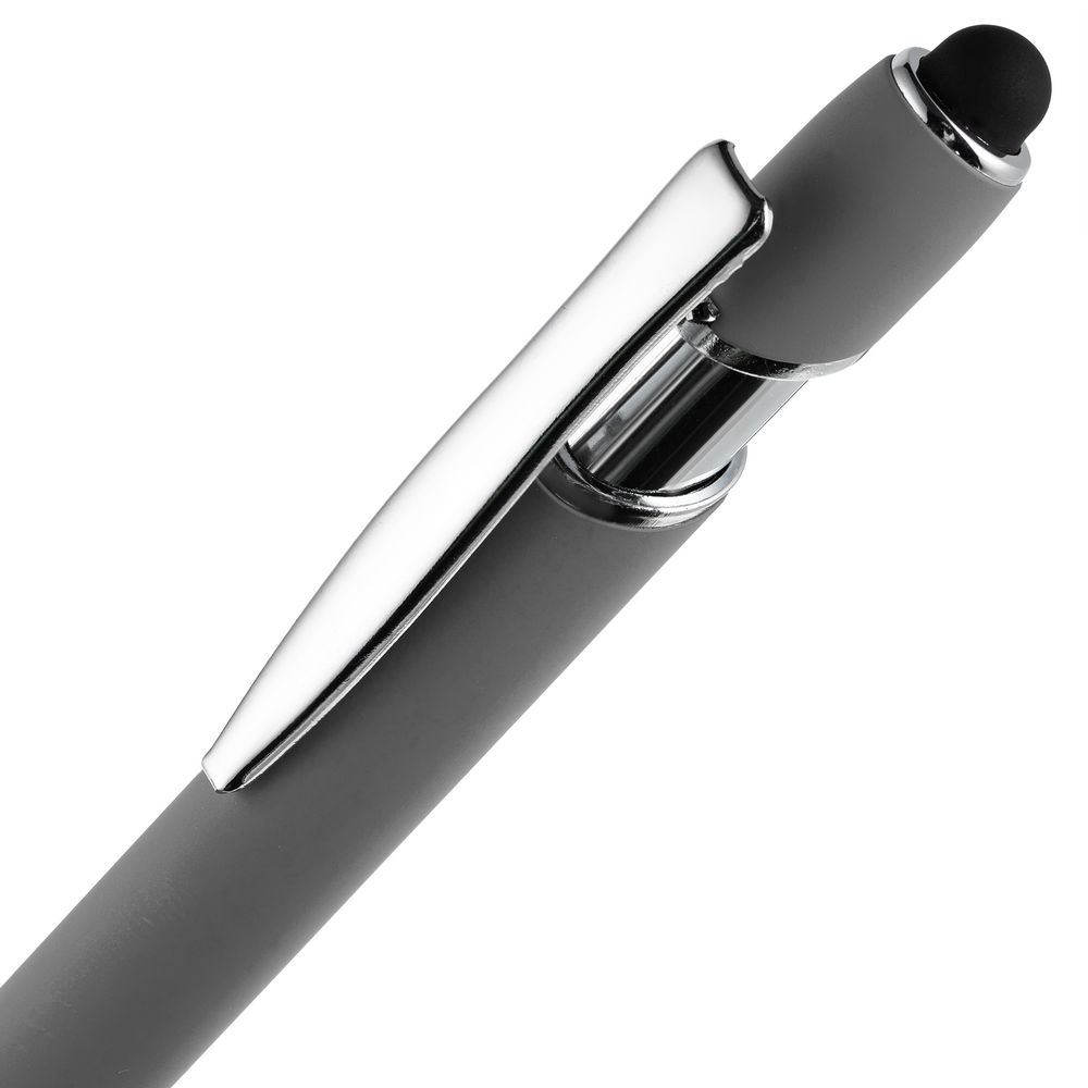 Ручка шариковая Pointer Soft Touch со стилусом, серая-4