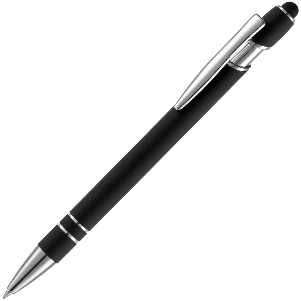 Ручка шариковая Pointer Soft Touch со стилусом, черная-1