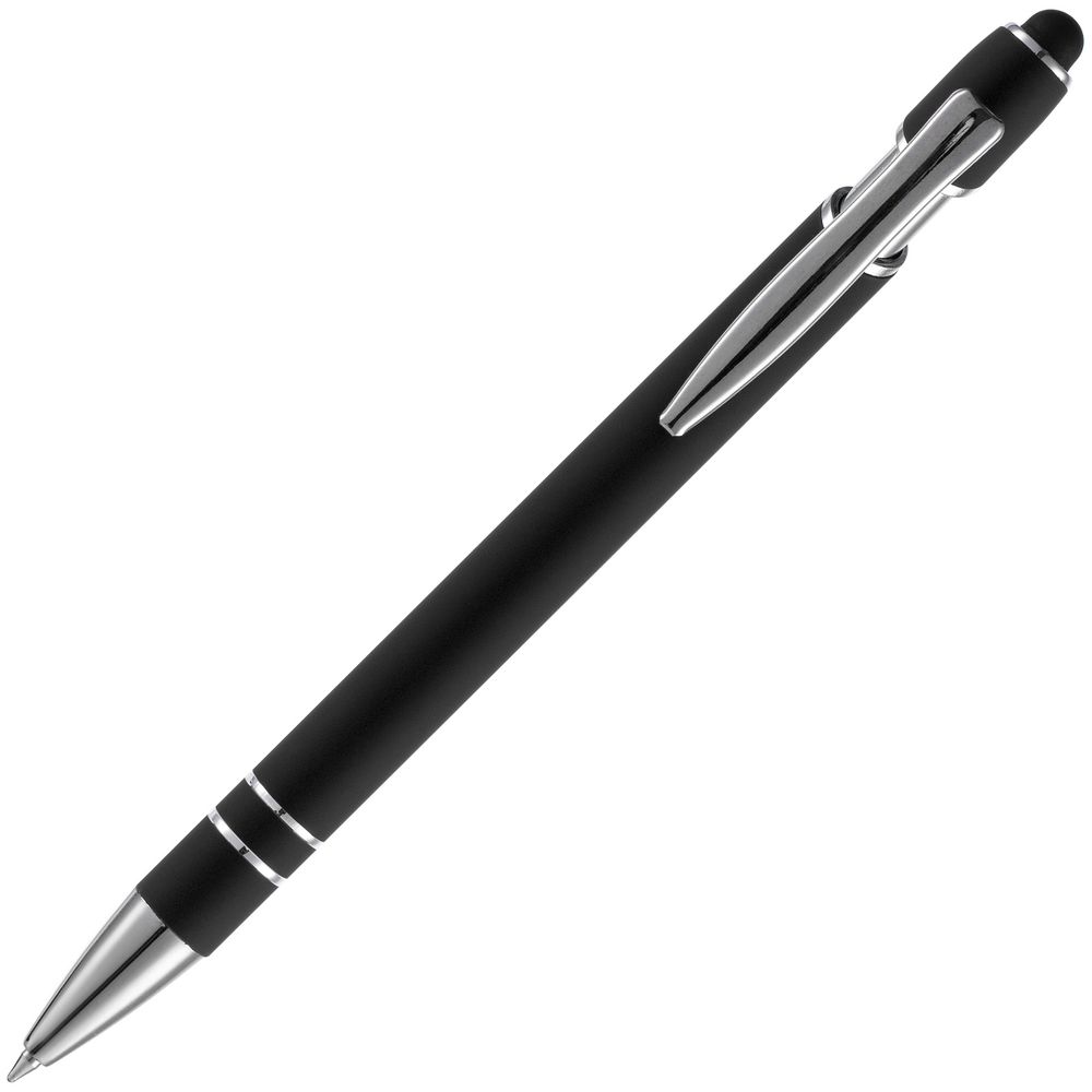 Ручка шариковая Pointer Soft Touch со стилусом, черная-3