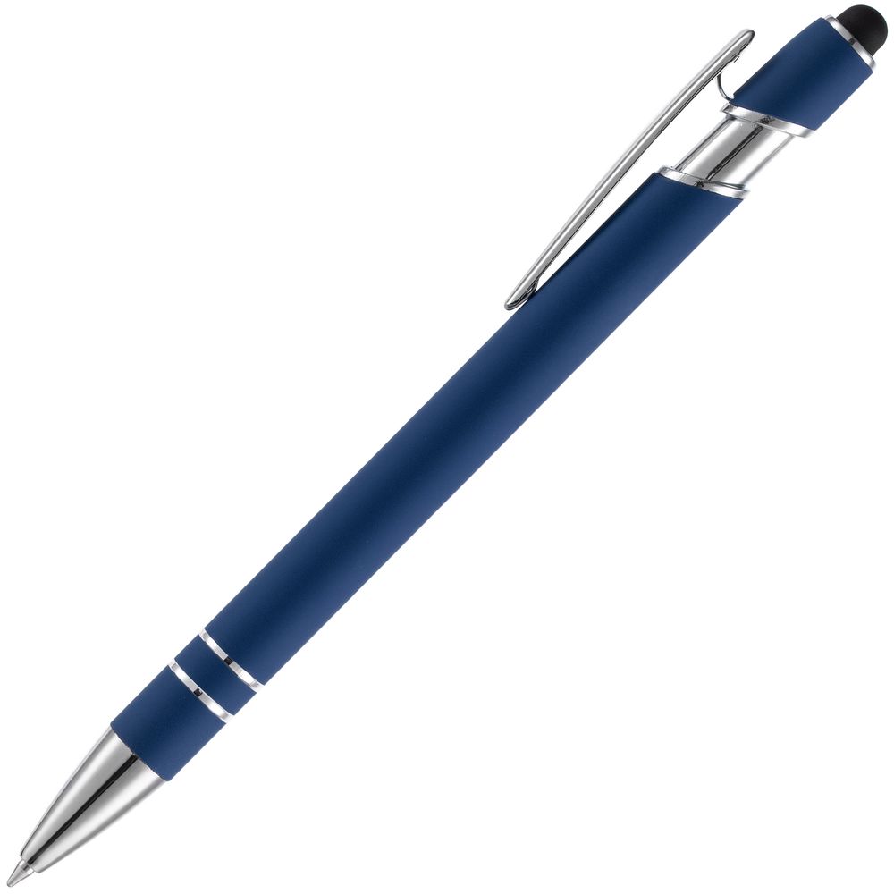Ручка шариковая Pointer Soft Touch со стилусом, темно-синяя-2