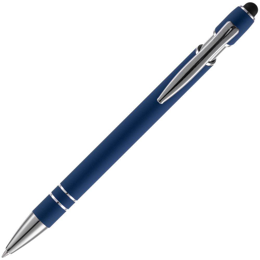 Ручка шариковая Pointer Soft Touch со стилусом, темно-синяя-3