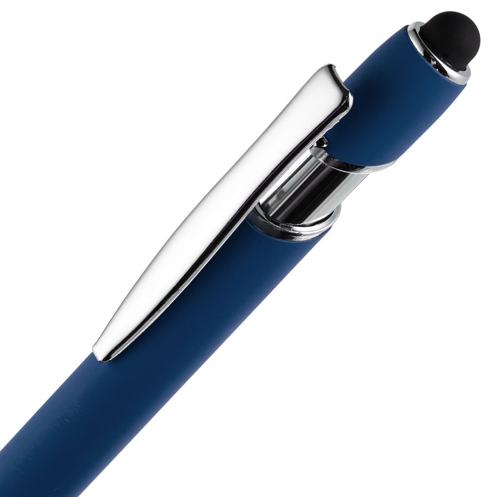 Ручка шариковая Pointer Soft Touch со стилусом, темно-синяя-4