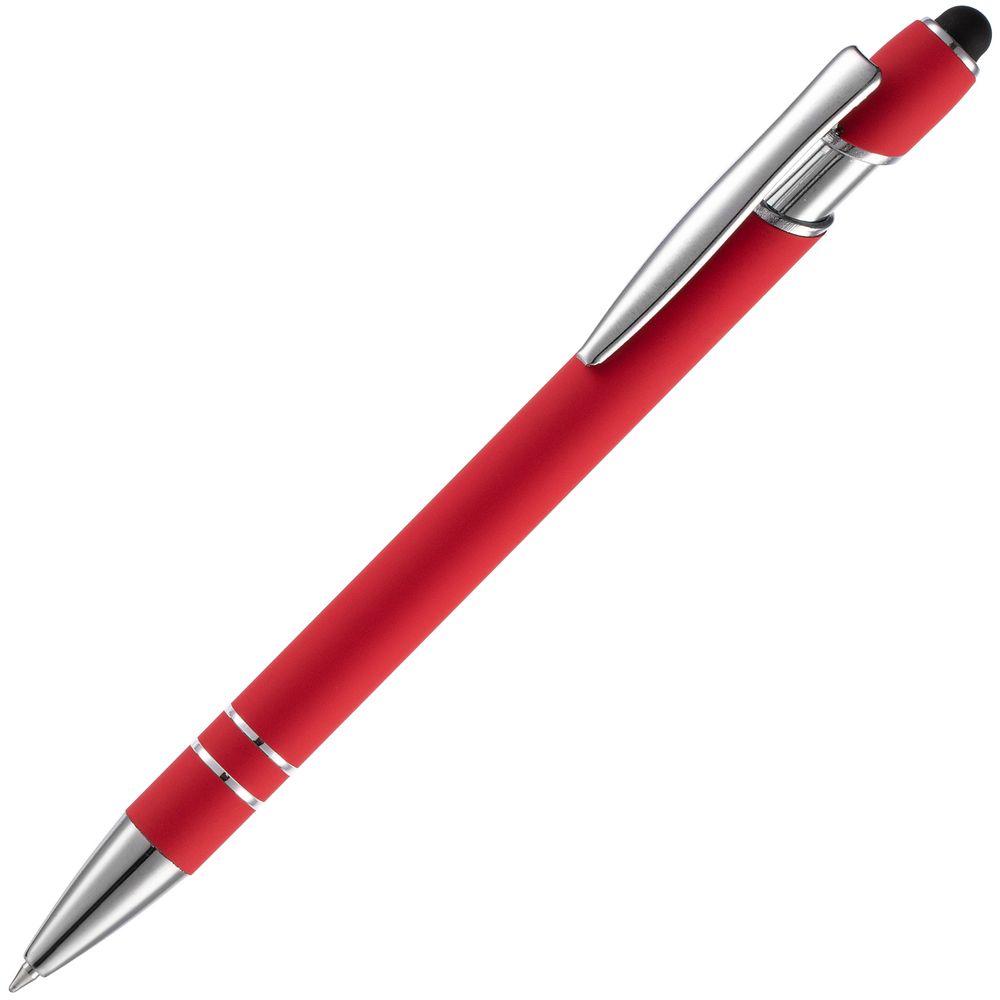 Ручка шариковая Pointer Soft Touch со стилусом, красная-1