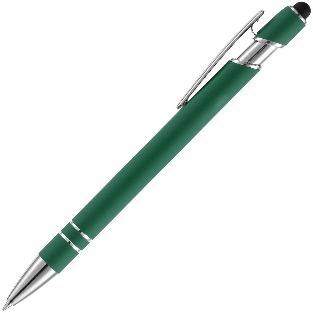 Ручка шариковая Pointer Soft Touch со стилусом, зеленая-2