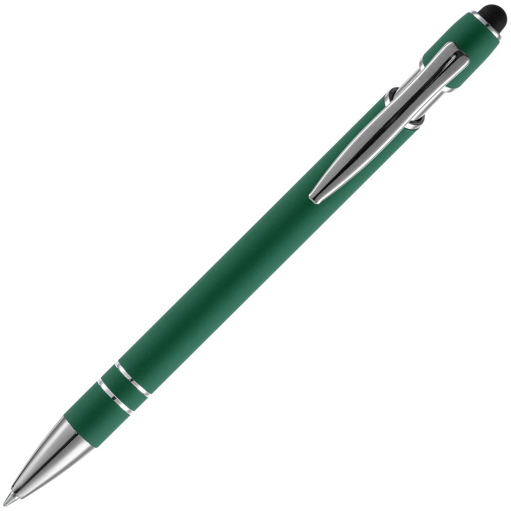 Ручка шариковая Pointer Soft Touch со стилусом, зеленая-3