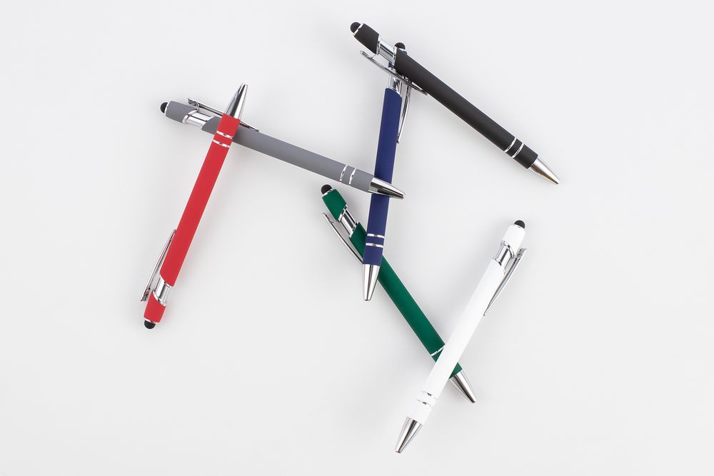 Ручка шариковая Pointer Soft Touch со стилусом, зеленая-5