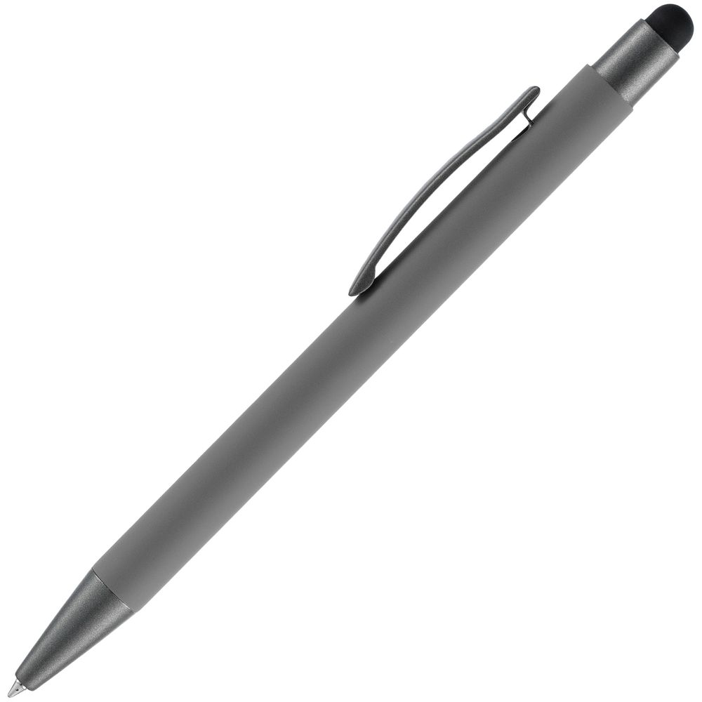 Ручка шариковая Atento Soft Touch со стилусом, серая-2