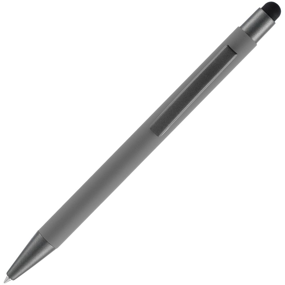 Ручка шариковая Atento Soft Touch со стилусом, серая-3
