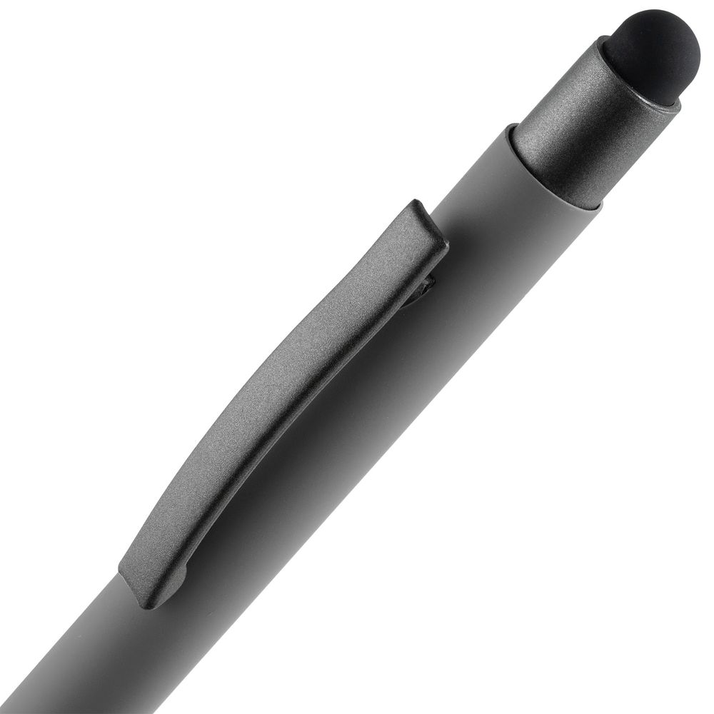 Ручка шариковая Atento Soft Touch со стилусом, серая-4