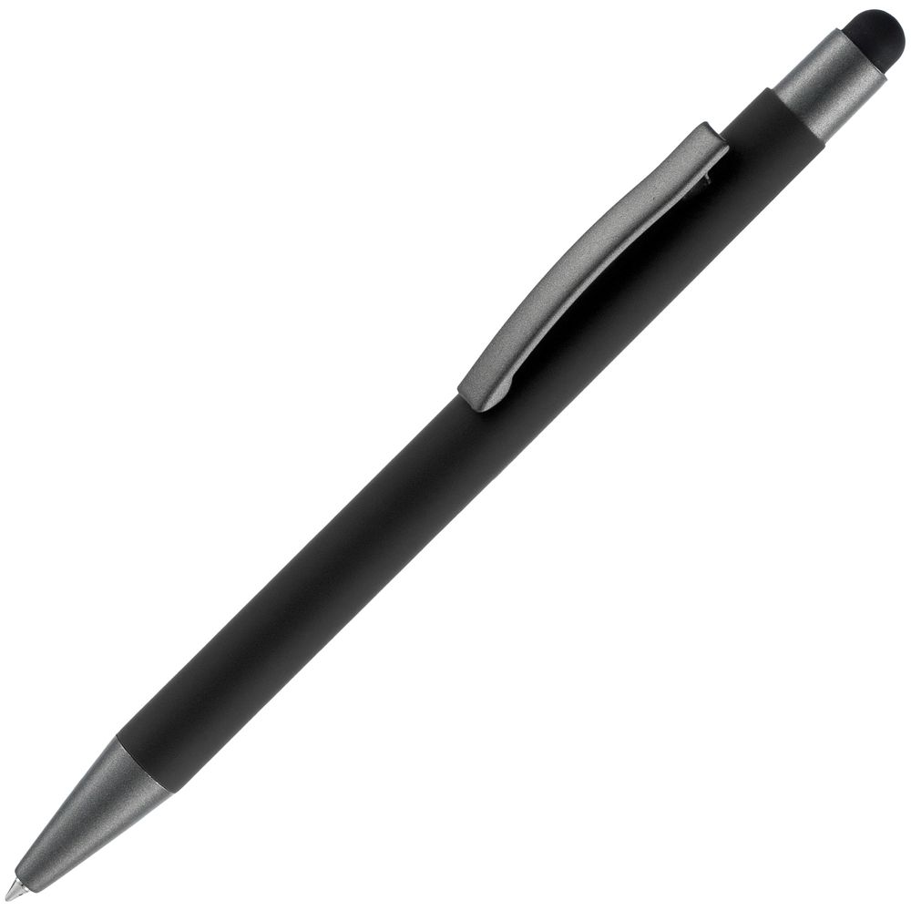 Ручка шариковая Atento Soft Touch Stylus со стилусом, черная-1