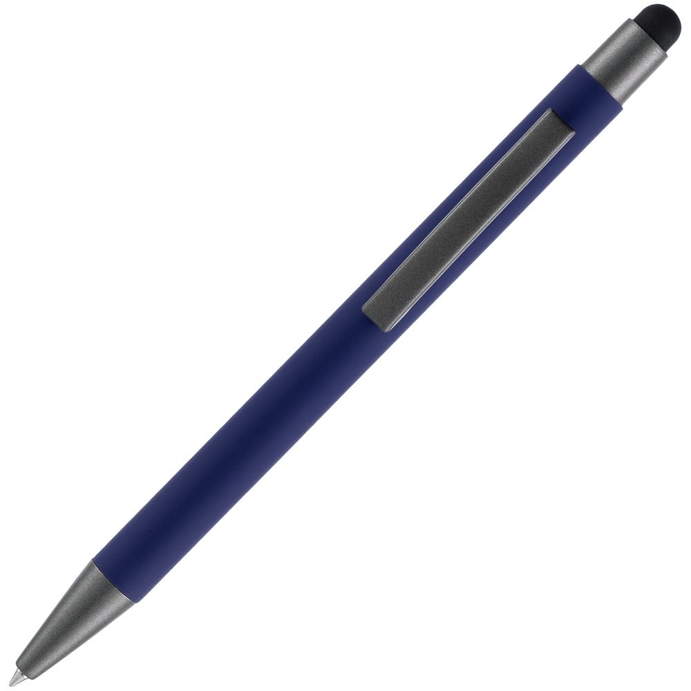Ручка шариковая Atento Soft Touch со стилусом, темно-синяя-3