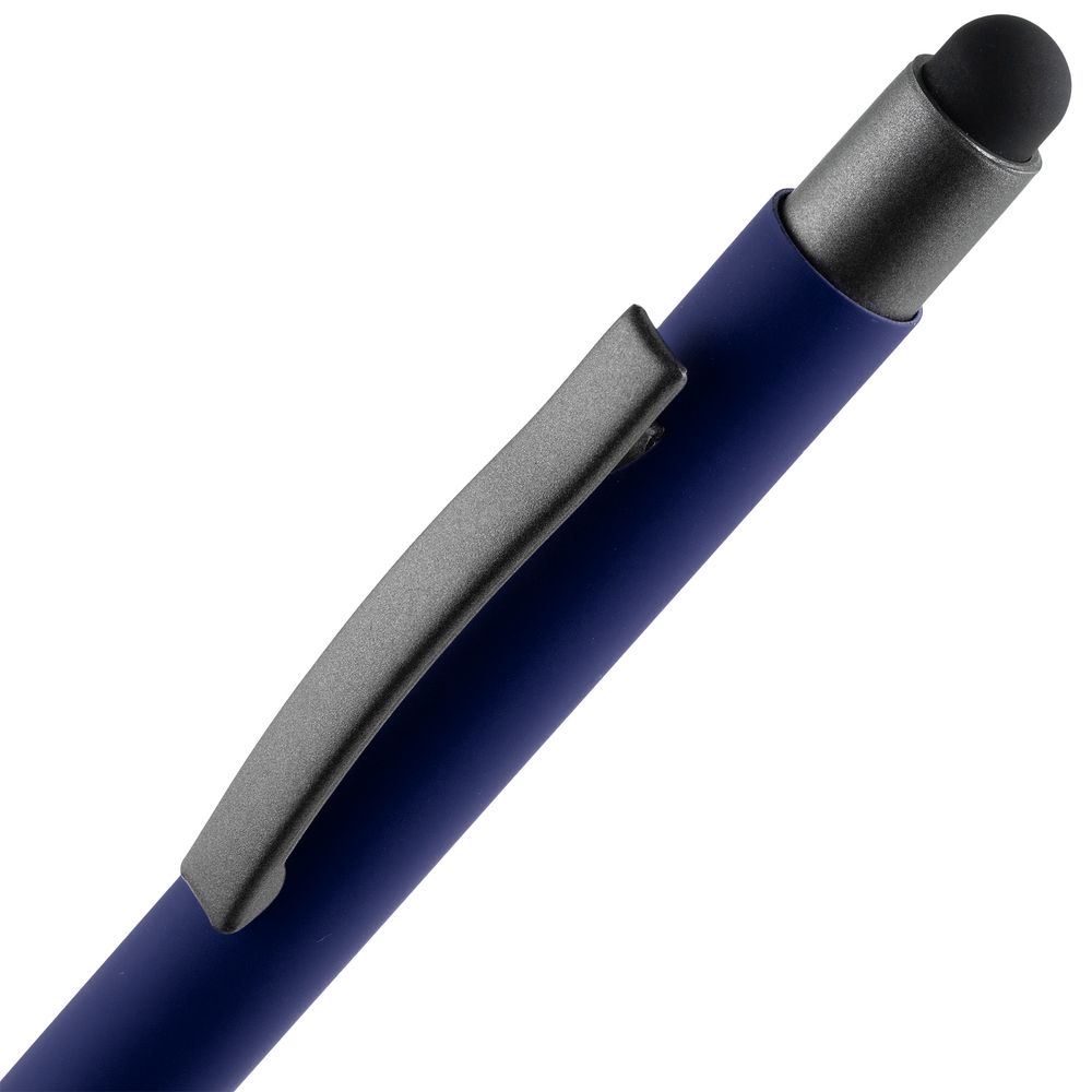 Ручка шариковая Atento Soft Touch со стилусом, темно-синяя-4