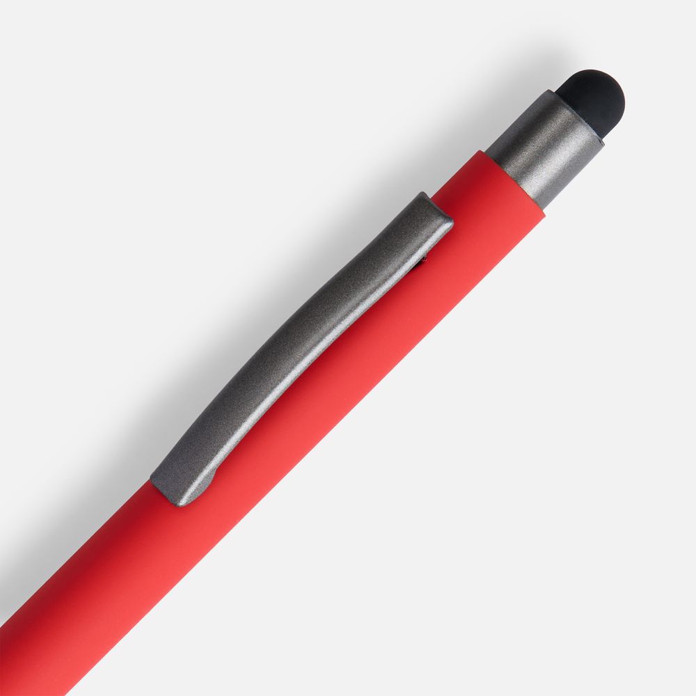 Ручка шариковая Atento Soft Touch со стилусом, красная-2