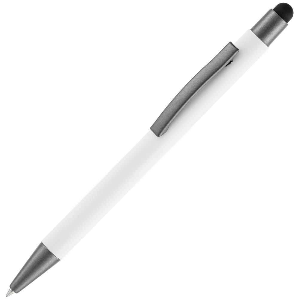 Ручка шариковая Atento Soft Touch со стилусом, белая-1