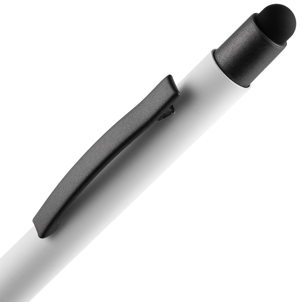 Ручка шариковая Atento Soft Touch со стилусом, белая-4