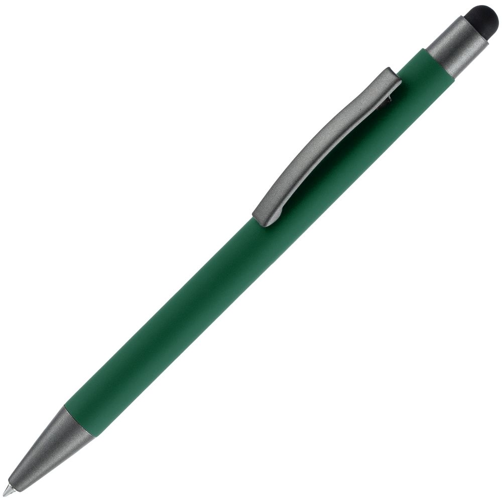 Ручка шариковая Atento Soft Touch со стилусом, зеленая-1