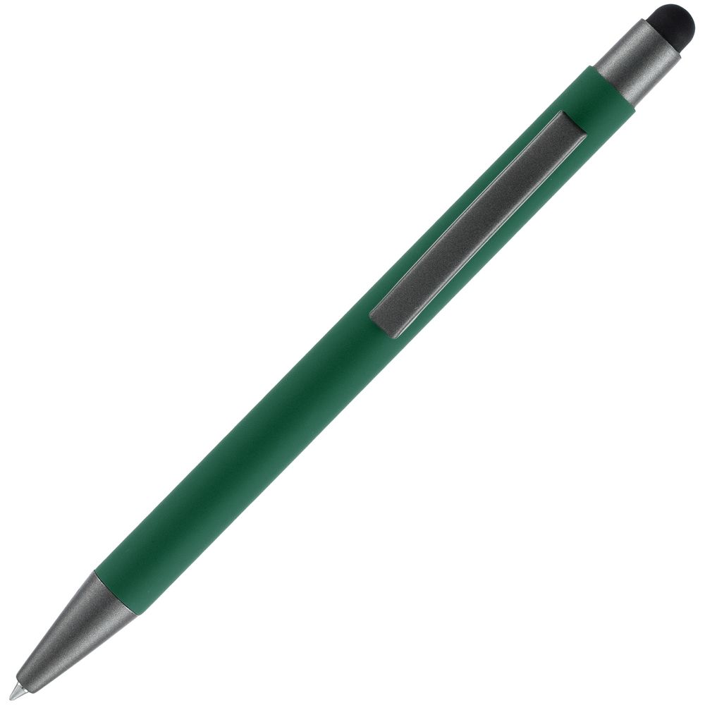 Ручка шариковая Atento Soft Touch со стилусом, зеленая-3