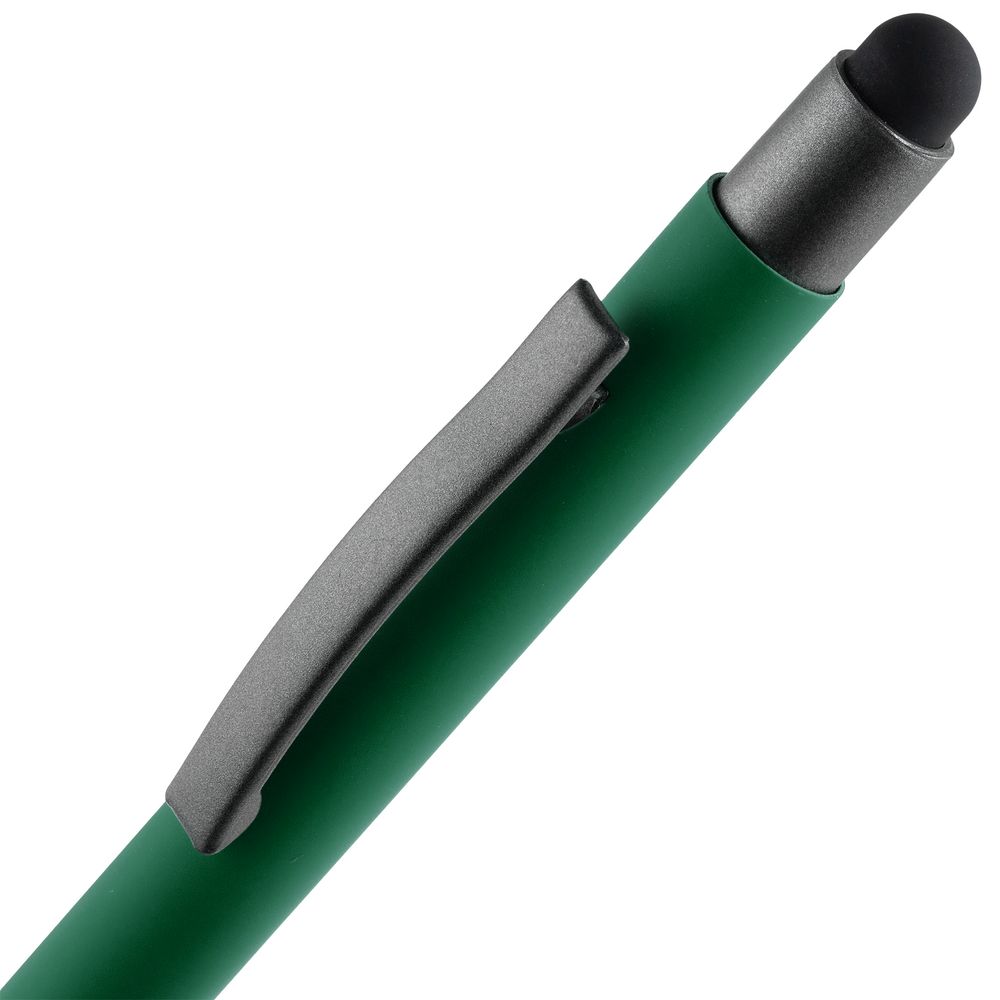 Ручка шариковая Atento Soft Touch со стилусом, зеленая-4