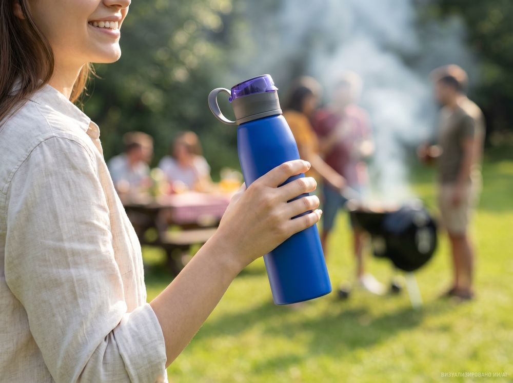 Бутылка для воды Billy Gym, матовая синяя-12