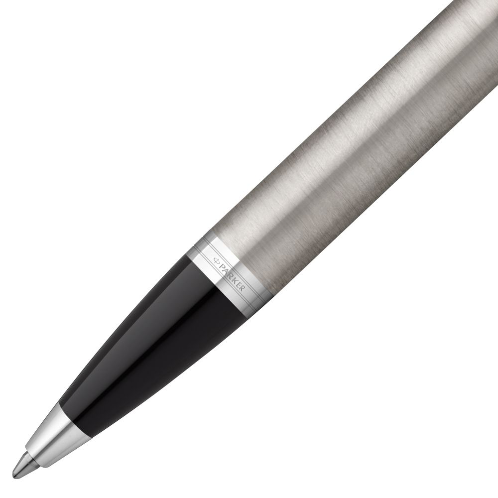 Ручка шариковая Parker IM Essential Stainless Steel CT, серебристая с черным-3
