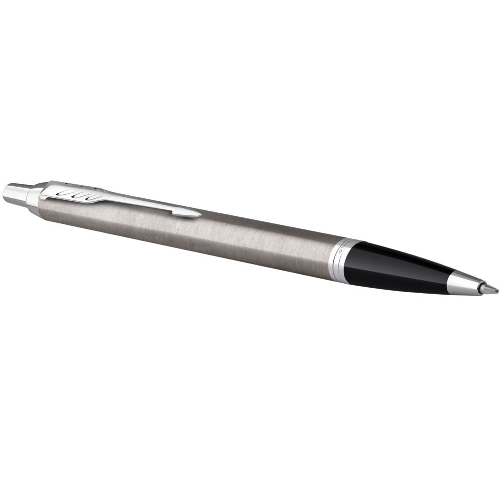 Ручка шариковая Parker IM Essential Stainless Steel CT, серебристая с черным-4