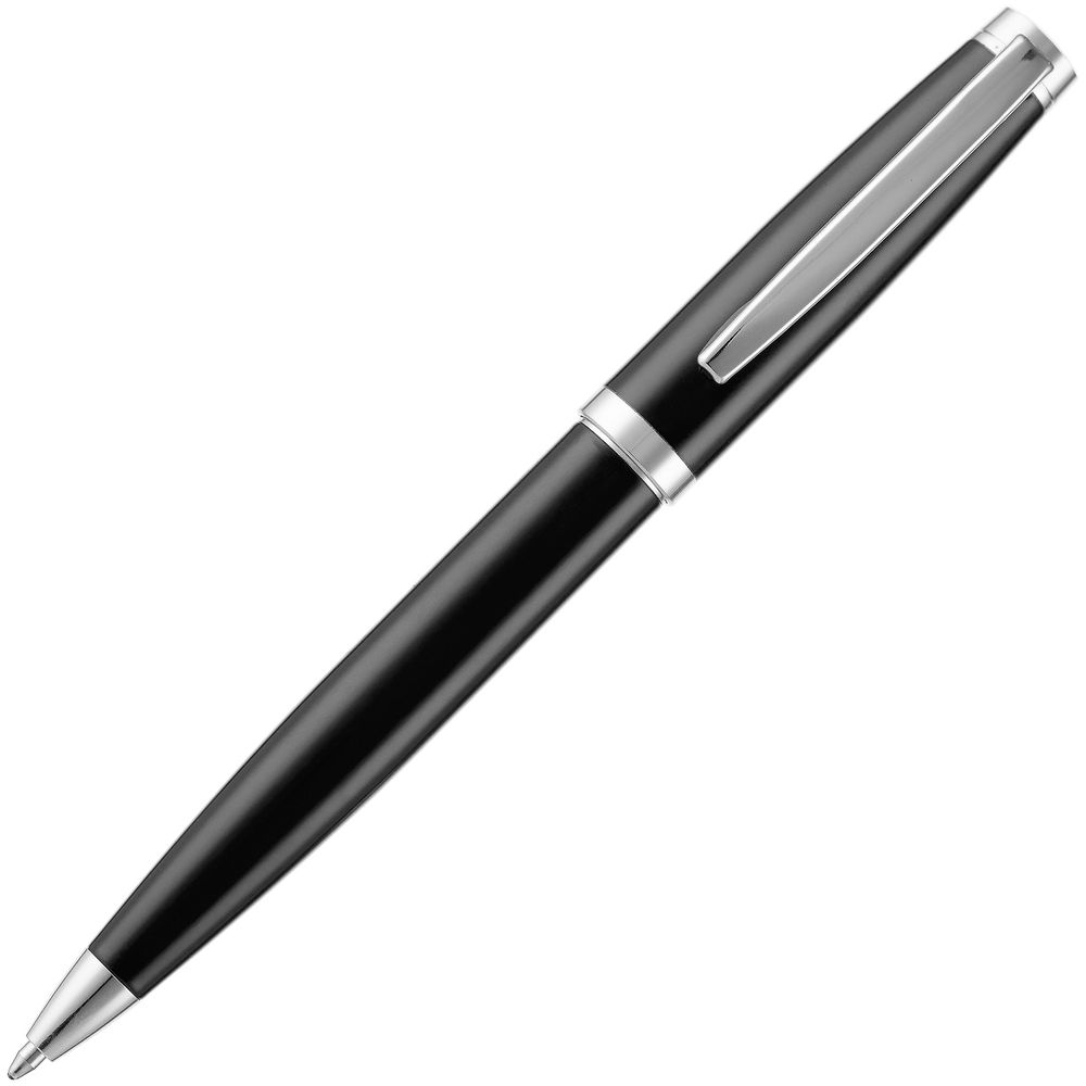Ручка шариковая Letra Chrome, глянцевая, черная-1