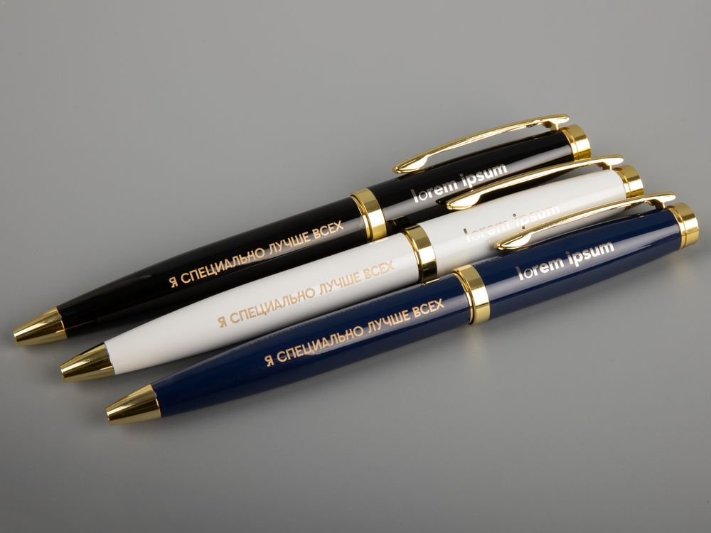 Ручка шариковая Letra Gold, глянцевая, темно-синяя-6