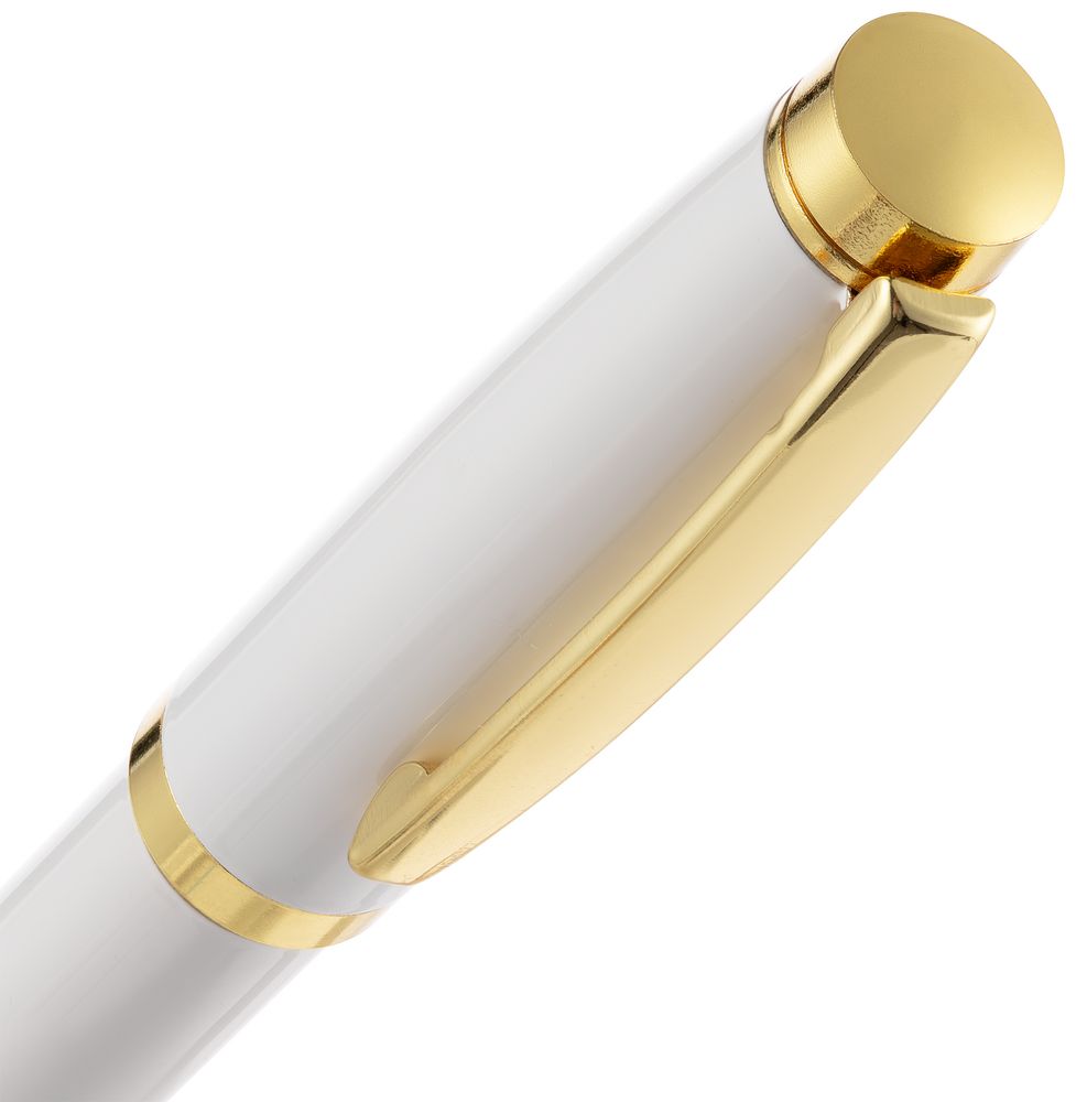 Ручка шариковая Letra Gold, глянцевая, белая-4