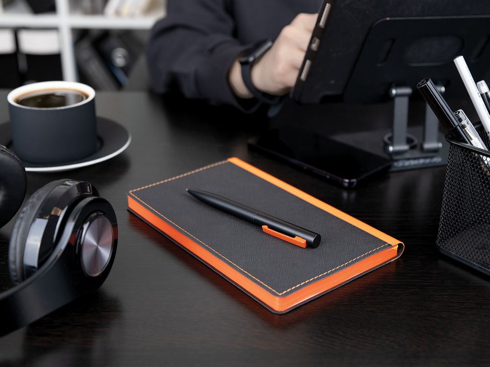 Ручка шариковая Inkolor, черная с серым-6