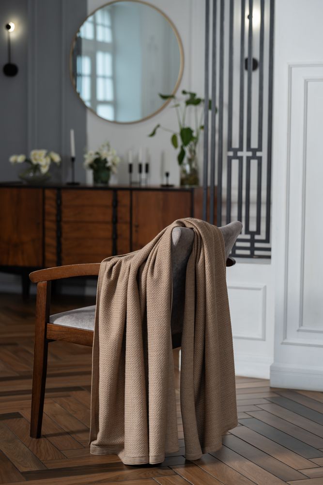Плед Ornato, бежевый (миндальный меланж)-6