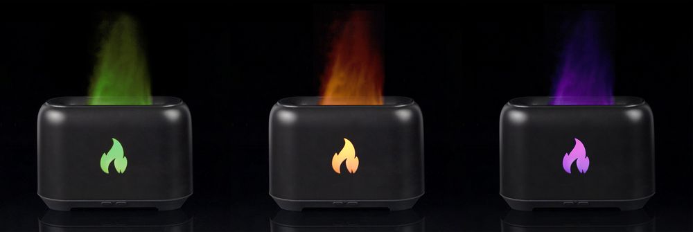 Увлажнитель-ароматизатор Fire Flick с имитацией пламени, черный-11