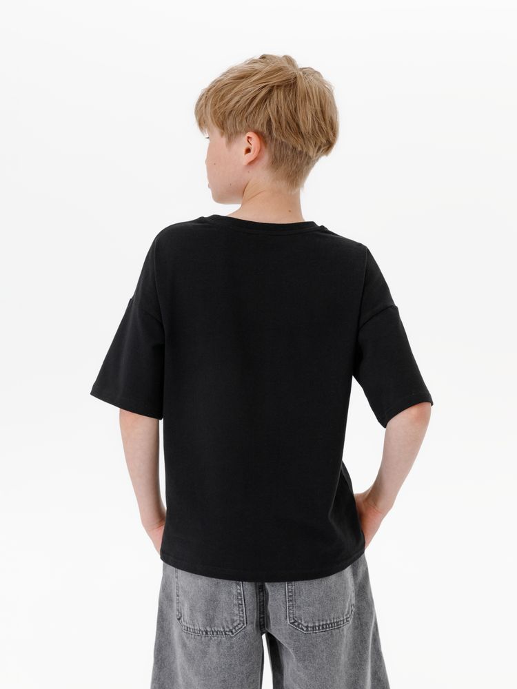 Футболка детская оверсайз Teezer, черная, 6 лет-7