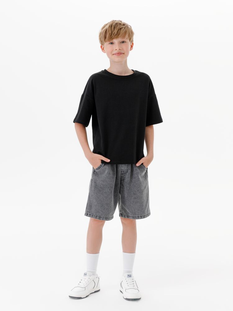 Футболка детская оверсайз Teezer, черная, 6 лет-9