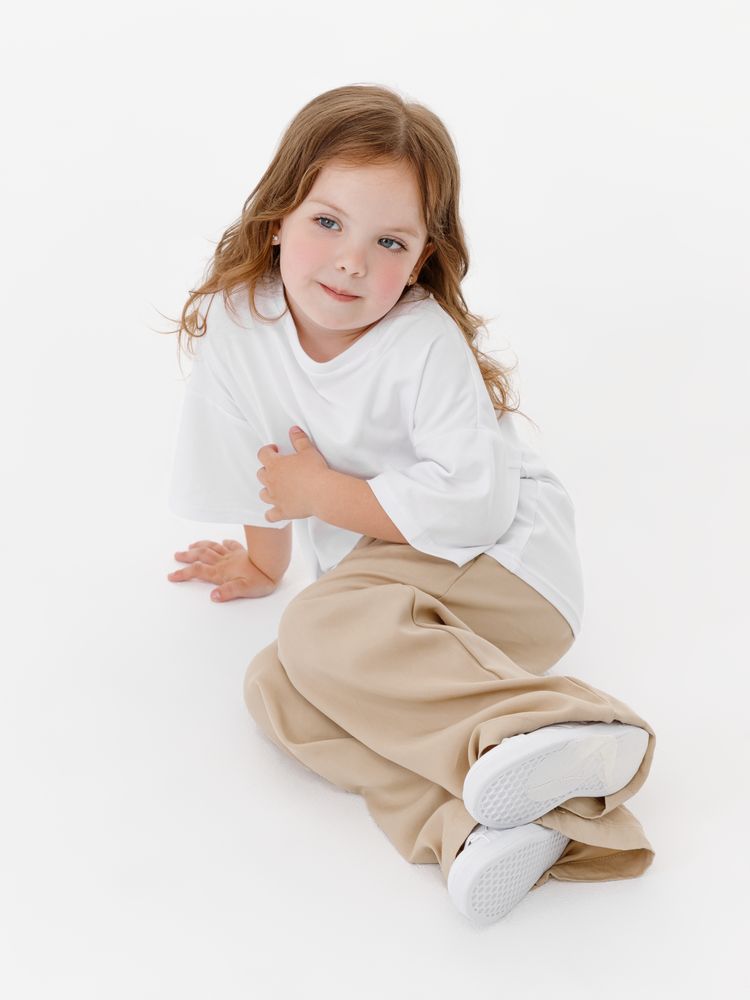 Футболка детская оверсайз Teezer, белая, 6 лет-7