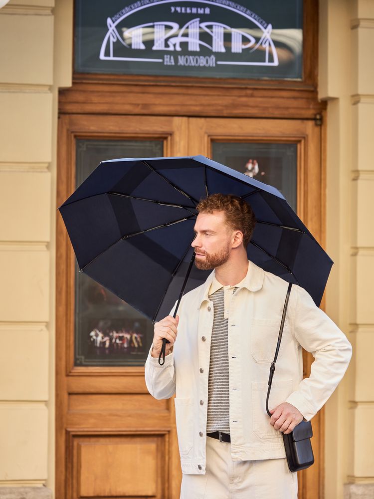 Складной зонт Dome Double с двойным куполом, темно-синий-9