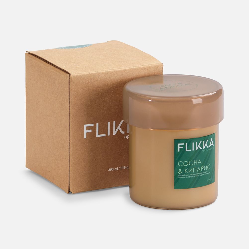 Ароматическая свеча Flikka, сосна и кипарис, бежевая-9