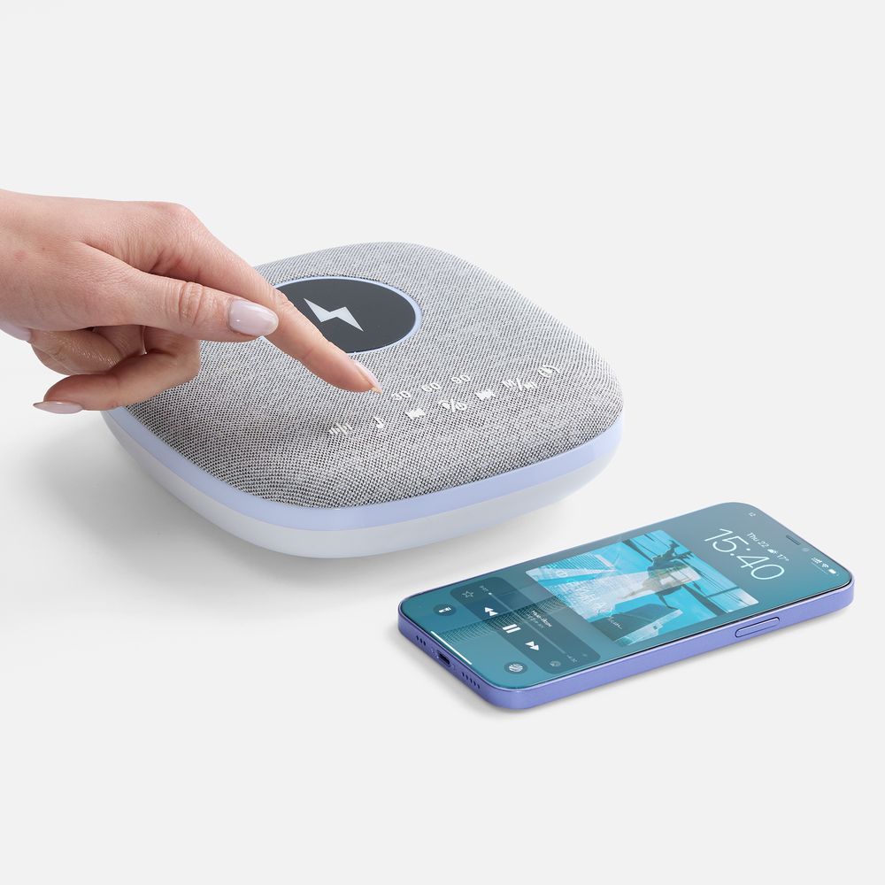 Bluetooth-колонка с беспроводной зарядкой и подсветкой Terrafonic, серая-7