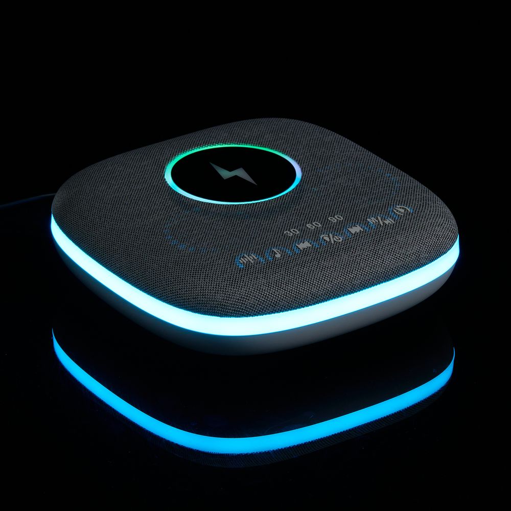 Bluetooth-колонка с беспроводной зарядкой и подсветкой Terrafonic, серая-10