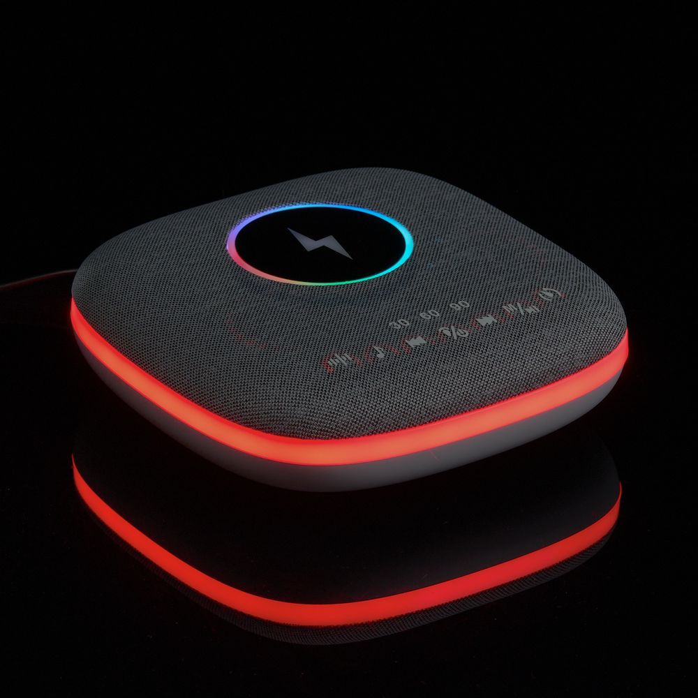 Bluetooth-колонка с беспроводной зарядкой и подсветкой Terrafonic, серая-11
