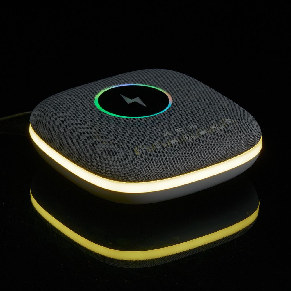 Bluetooth-колонка с беспроводной зарядкой и подсветкой Terrafonic, серая-13
