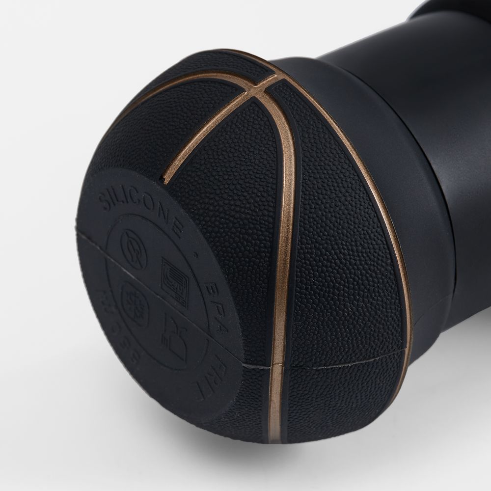 Складная бутылка для воды Basketball Flex, черная-5