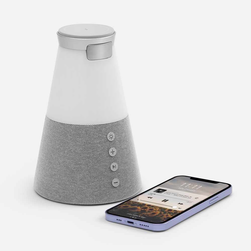 Bluetooth-колонка с беспроводной зарядкой и подсветкой Cone Sonance, серая-4