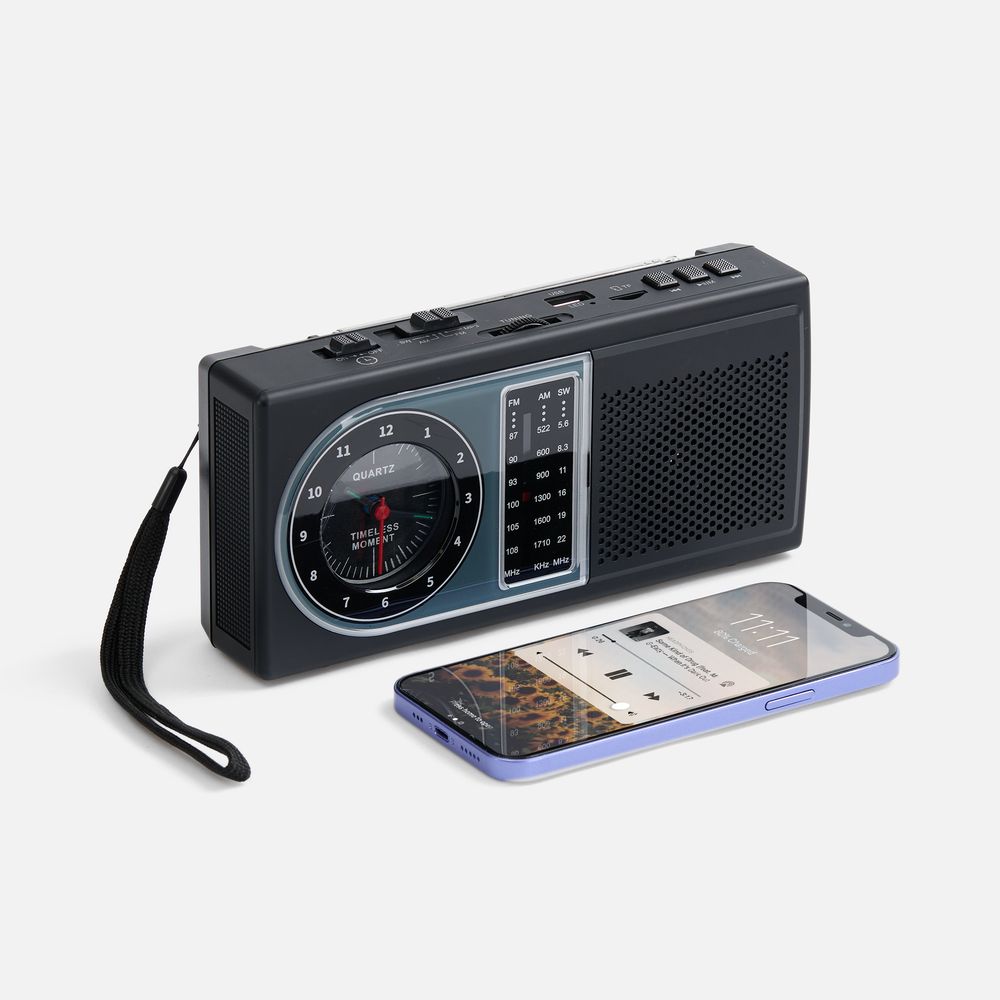 Bluetooth-колонка с радио Comradio, черная-3