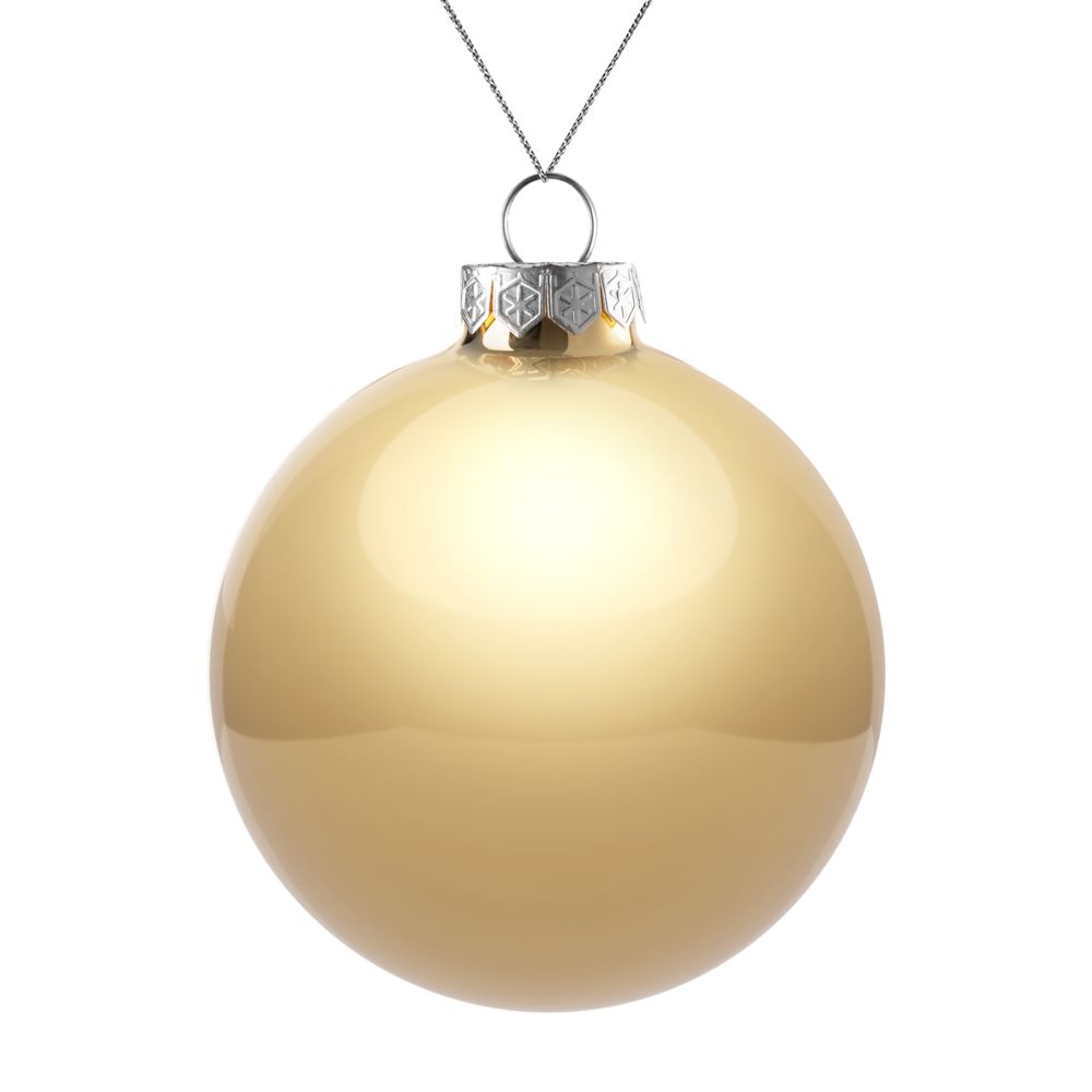Елочный шар Finery Gloss, 10 см, глянцевый золотистый-1