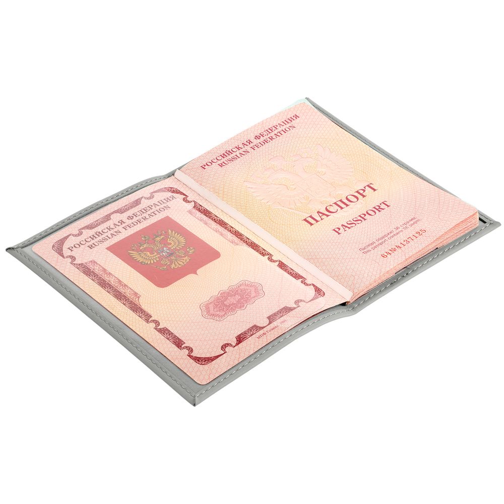 Обложка для паспорта Nubuk, светло-серая-4